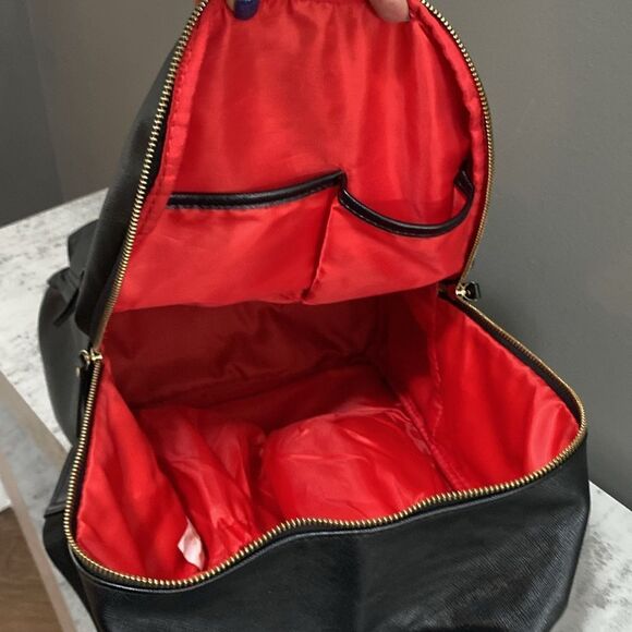 Colorland Black Faux Leather with Bright Red Interior Backpack Medium - Picture 6 of 16